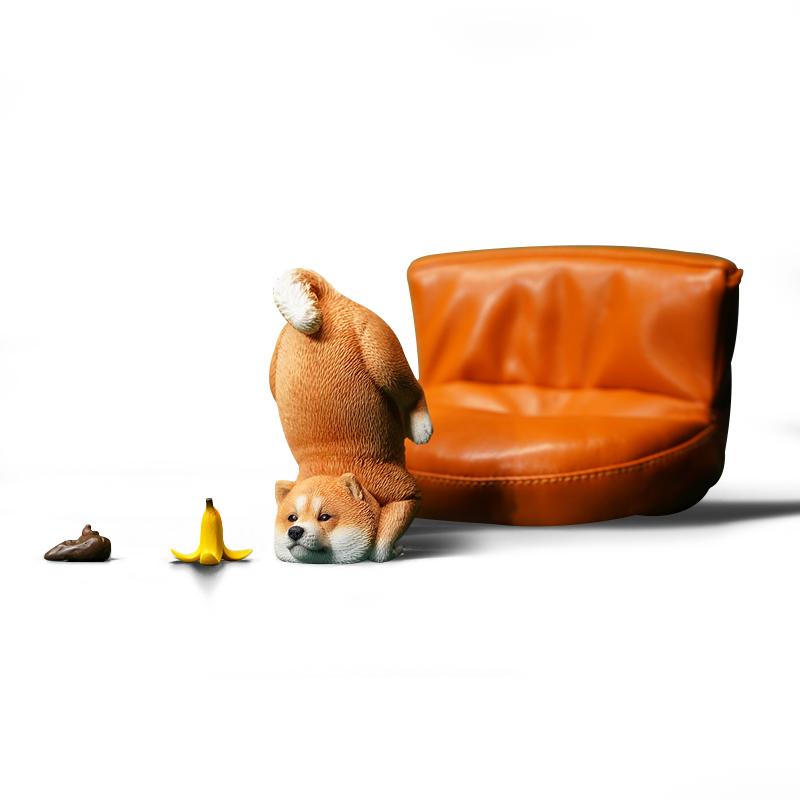 JXK 1/6 サイズ 倒れた柴犬 可愛い 滑稽 犬 ペット 動物 リアル