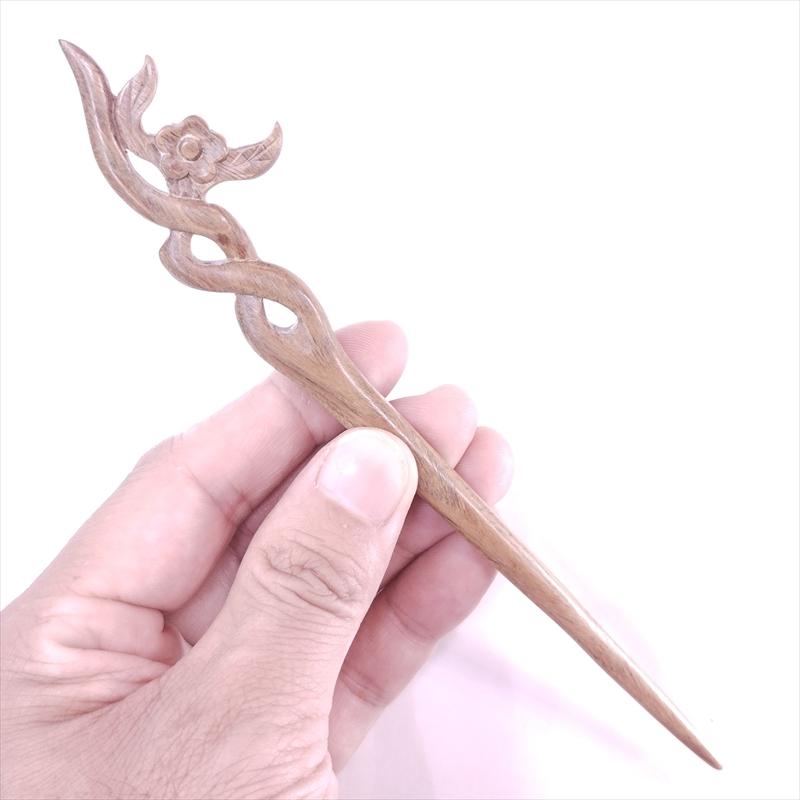 かんざし 木製 簪 天然木 緑檀 55 花螺旋 : かっさと櫛の専門店 華蔵