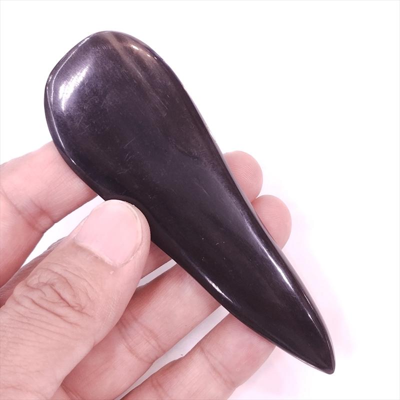 かっさプレート 水牛の角 自然形 L203 黒水牛角 一点物 現品お