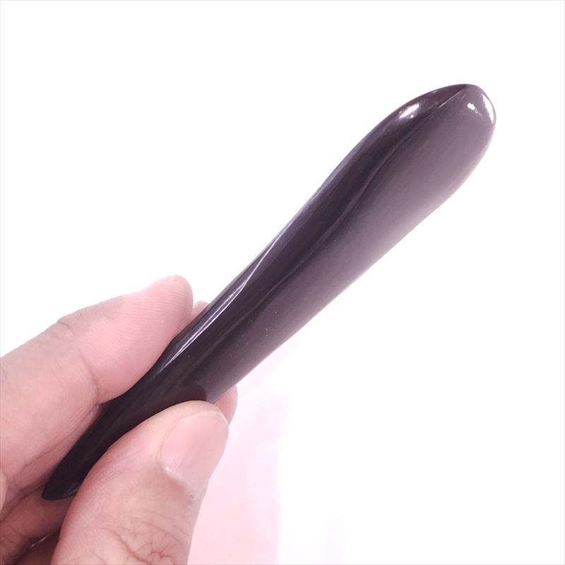 かっさプレート 水牛の角 自然形 L203 黒水牛角 一点物 現品お届け