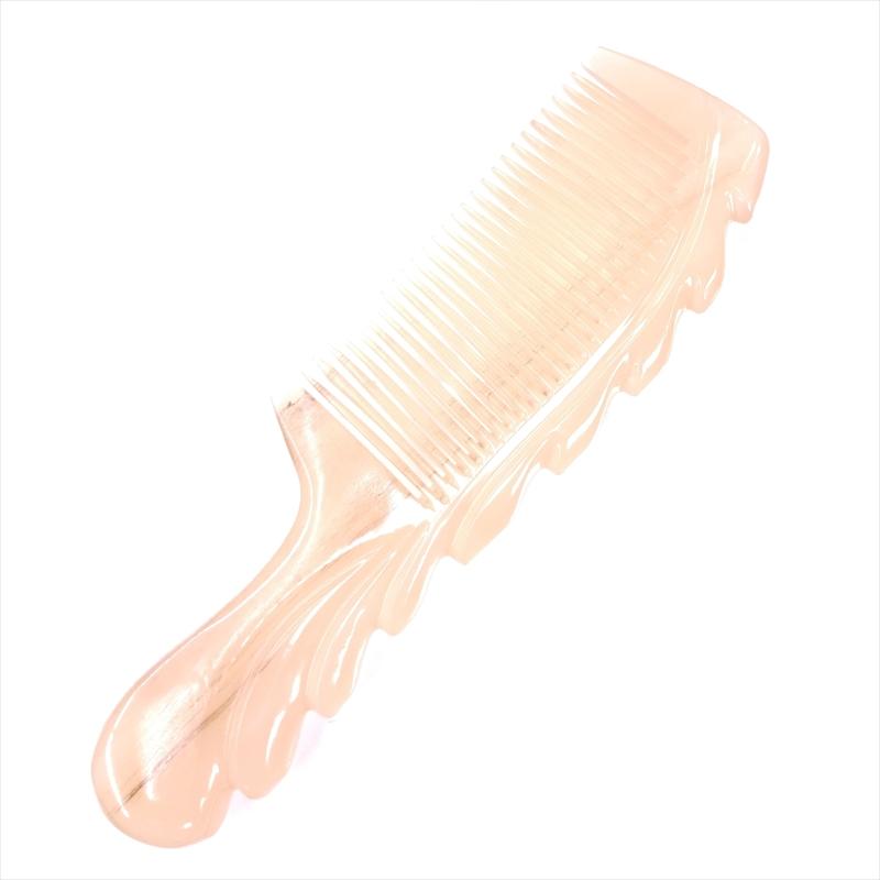 羊角 櫛 くし 特級品 彫刻工芸櫛 18cm 大01 ヒツジの角 : かっさと櫛の