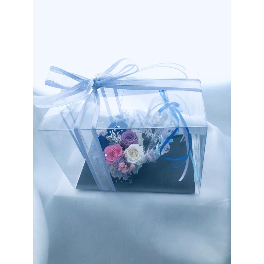 【プリザーブドフラワー／ガラスの靴ミニシリーズ】青い薔薇とミニ薔薇5輪の魔法の靴 |  | 08