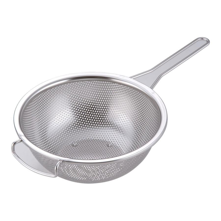 ざる 調理器具 / 18-8片手メッシュボール 21cm 寸法: 外径(内径):227(203) x 深さ:84mm 柄長:158mm