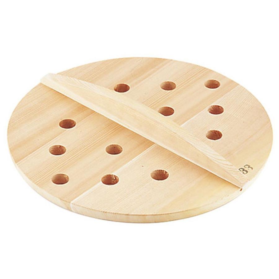 木蓋 料理道具 / 厚手サワラ穴明木蓋 33cm 寸法: 外径:325mm 厚さ:約15mm