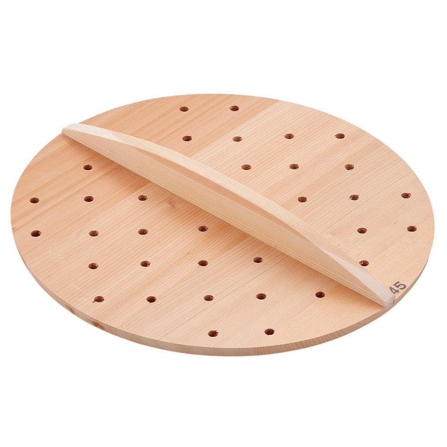木蓋 料理道具 / 厚手サワラ穴明木蓋 45cm 寸法: 外径:445mm 厚さ:約15mm