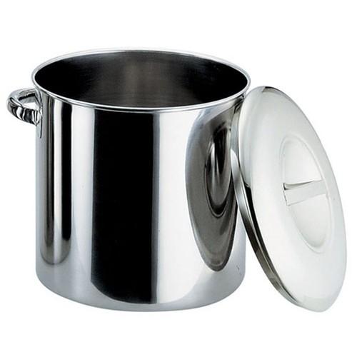 厨房用品 保存容器 / 18-8内蓋式キッチンポット(目盛付) (手付)24cm 寸法: 内径:240 x 深さ:240mm 容量:10.8L