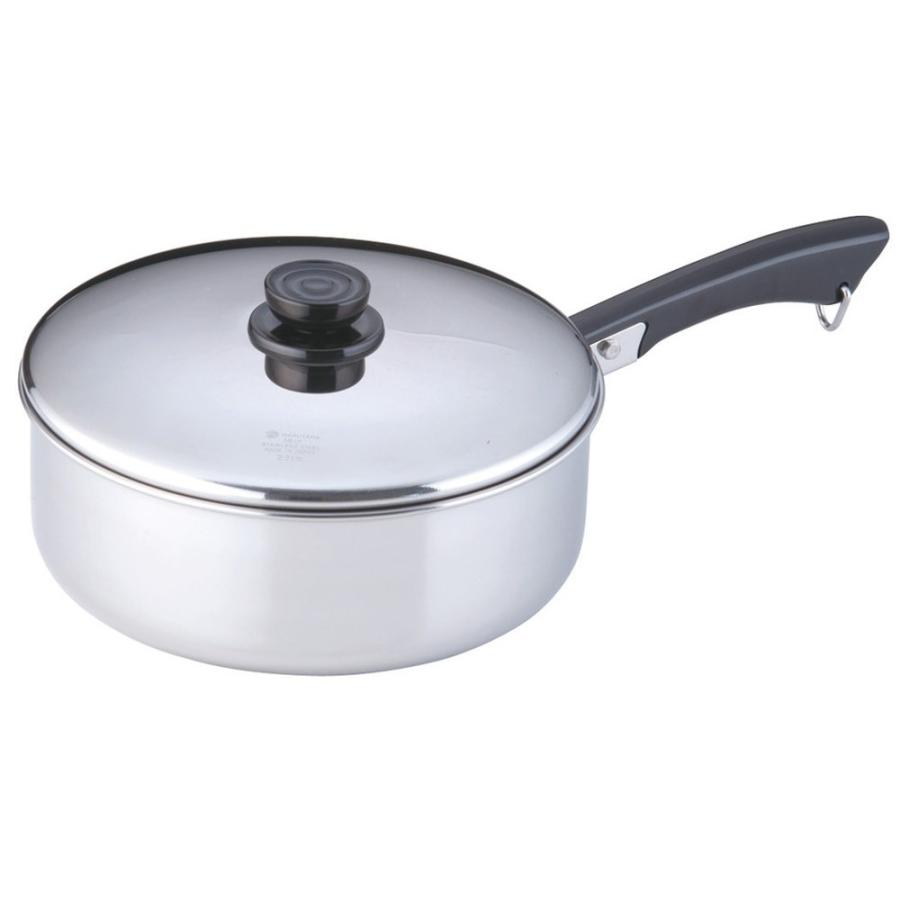 IH対応鍋 料理道具 / 18-0浅型ソースパン 23cm 寸法: 深さ:85mm 底径:195mm 3.5L