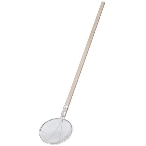 厨房用品 料理道具 / TS ステンレス木柄給食用すくい網 丸型 24cm 極細目(40メッシュ) 寸法: 外径:240 x 柄長:1100mm