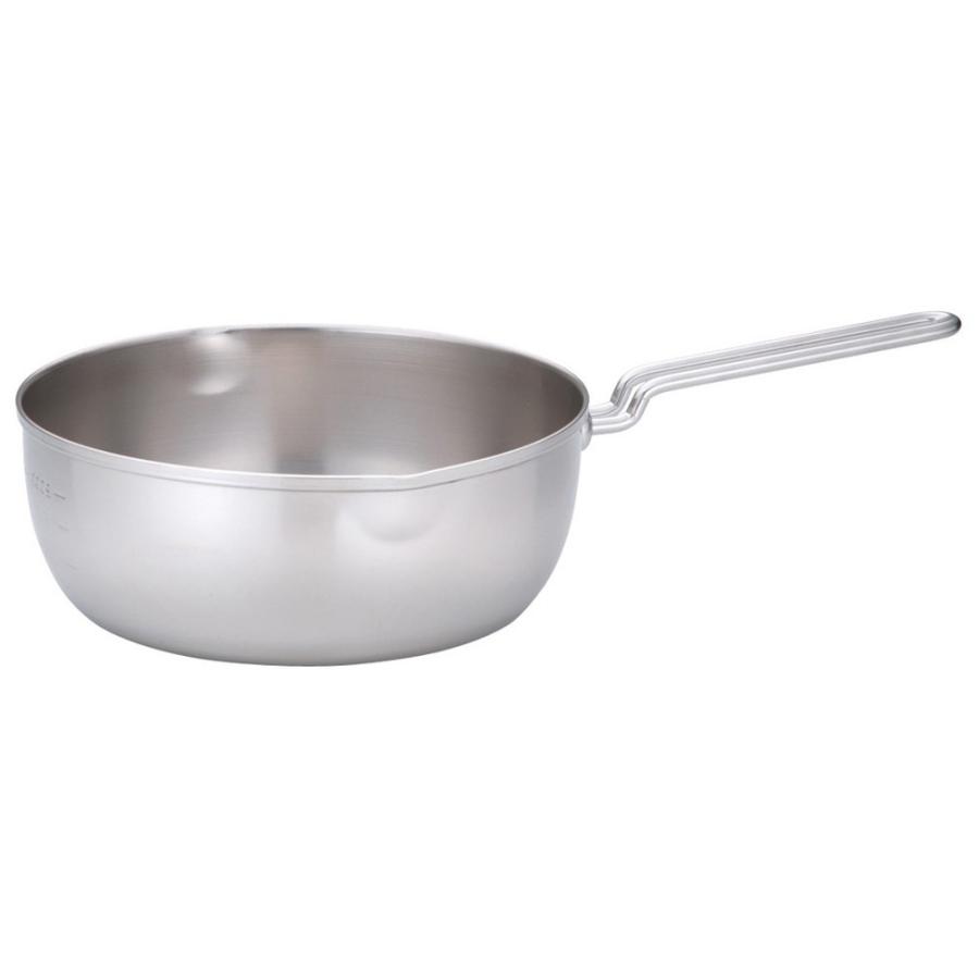 IH対応鍋 料理道具 / 18-10共柄三層鋼雪平鍋(目盛付) 22cm 寸法: 内径:215 x 深さ:90mm 底径:180mm 2.9L