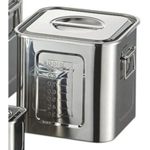 ストック 仕込み 厨房用品 / AG 21-0目盛付角キッチンポット 24cm(12.6L)手付 寸法: 240 x 240 x深さ 240mm