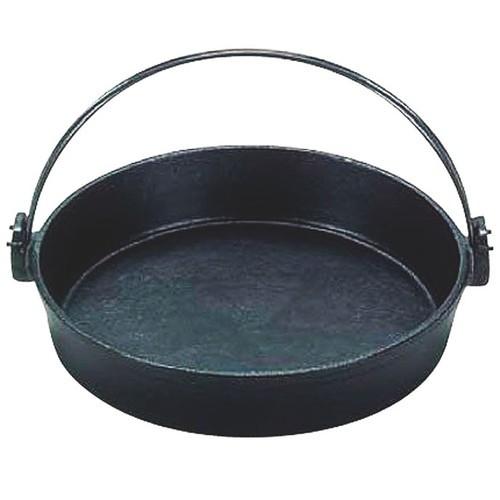 料理演出用品 厨房用品 / (S)鉄 すきやき鍋 ツル付(黒塗り) 26cm 寸法: 260 x H55mm