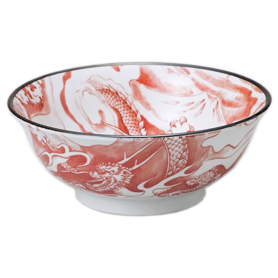 中華単品 中華食器 / ドラゴン68ラーメン丼 赤 寸法: 20.5 x 8cm