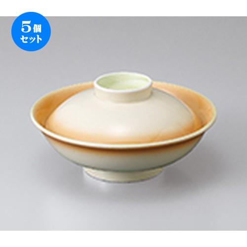 5個セット 蓋物 黄彩平蓋向 ［ 16.7 x 9cm ］ 【 料亭 旅館 和食器 飲食店 業務用 】