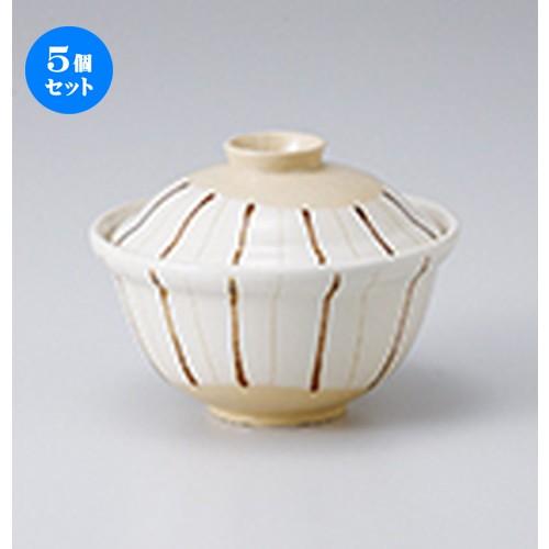 5個セット 蓋物 錆十草福碗 ［ 10.8 x 8.5cm ］ 【 料亭 旅館 和食器 飲食店 業務用 】
