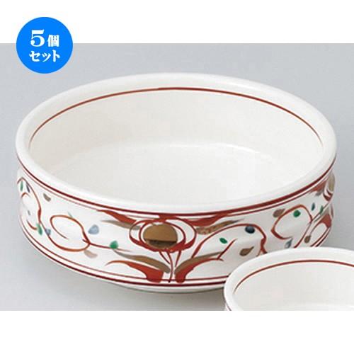 5個セット 刺身特選 赤絵華紋刺身鉢 ［ 14.1 x 5.4cm ］ 【 料亭 旅館 和食器 飲食店 業務用 】