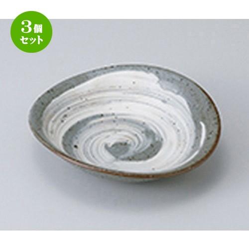 3個セット 向付 和食器 / 粉引刷毛楕円向付 寸法：16.2 x 15 x 3.8cm