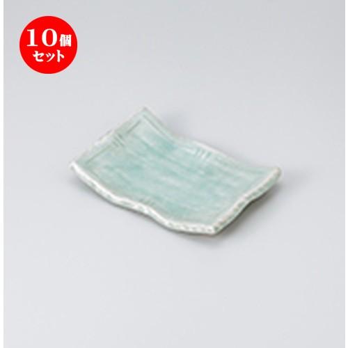 10個セット 焼物皿 緑彩貫入6.0四ツ足皿 ［ 17 x 12 x 3cm ］ 【 料亭 旅館 和食器 飲食店 業務用 】