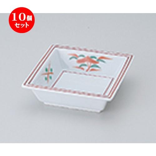 10個セット 松花堂 渕赤絵花角鉢 ［ 11.3 x 11.3 x 3.4cm ］ 【 料亭 旅館 和食器 飲食店 業務用 】
