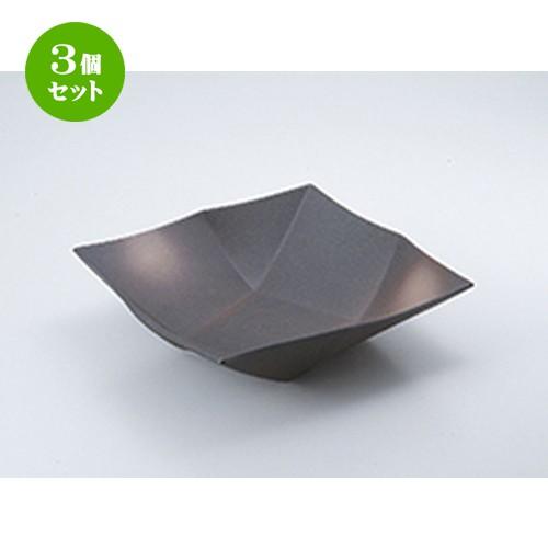 3個セット 盛込鉢 和食器 / 備前風折目角鉢（大） 寸法：24.2 x 24.2 x 7cm | 盛鉢 和食器 洋食器 おしゃれ 業務用