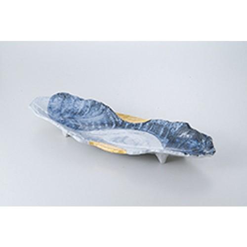 盛込皿 和食器 / 金彩呉須櫛目長皿 寸法:42.8 x 14.5 x 5.5cm