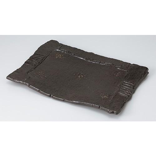 盛込皿 和食器 / 炭化土砂目長角13.0皿 寸法:38.5 x 27.5 x 9.5cm | 盛皿 大皿 和食器 洋食器 おしゃれ 業務用