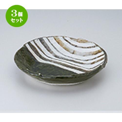 3個セット めん皿 和食器 / 織部ストライプ7.5丸鉢 寸法：23 x 4.5cm