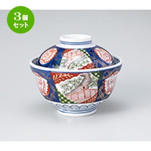 3個セット 蓋丼 和食器 / 錦小桜4.5蓋丼 寸法：14 x 10.7cm