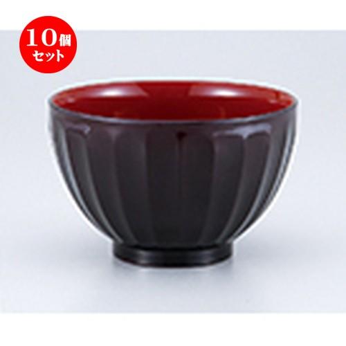 5個セット 和食器 / レンジ大椀 溜 縦菊 寸法:15.7 x 9.7cm
