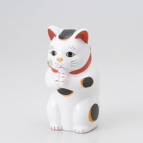 インテリア小物 置物 / 縁起物赤絵お祈り猫（小） 寸法:9.5cm｜setomono-honpo