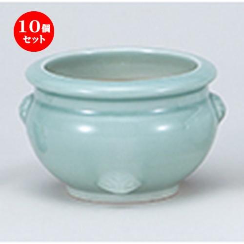 10個セット仏神具 青磁香炉6.0 ［ 18.8 x 10.5cm ］ 【 お盆 お彼岸 供養 神事 お墓 仏壇 佛具 】