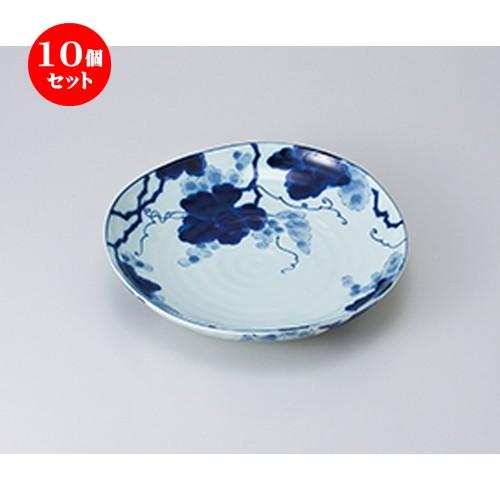 10個セット和風パスタ皿 藍染ぶどう 三角8.0皿 ［ 22.7 x 3.5cm ］ 【 レストラン ホテル カフェ 洋食器 飲食店 業務用 】