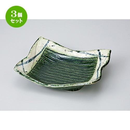 3個セット 向付 和食器 / 織部筋彫長角6.0向付 寸法：18.5 x 16 x 5cm
