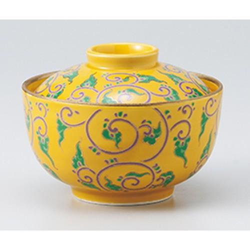 蓋物特選 和食器 / 黄釉色絵唐草煮物碗 寸法:12 x 9cm