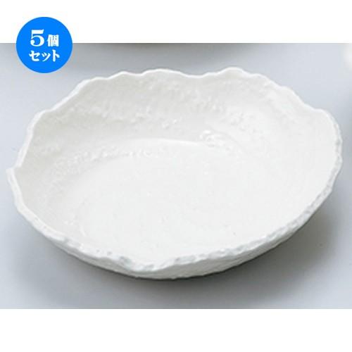 5個セット萬古焼盛込皿 白釉 8.0鉢 ［ 22 x 24 x 5.5cm ］ | 盛皿 大皿 和食器 洋食器 おしゃれ 業務用
