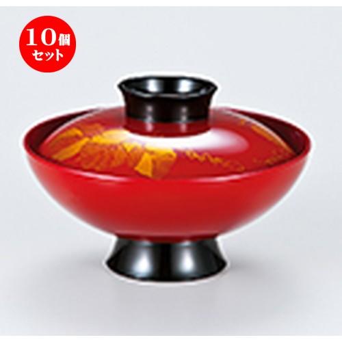 10個セット 和食器 / 4.2 小槌椀 朱 ツタ 寸法:φ128 x h 83mm