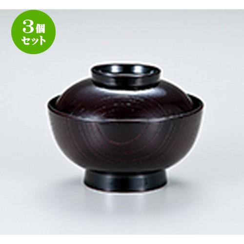 3個セット 和食器 / 4.5 木目丼 溜内朱 寸法:φ134 x h 99mm