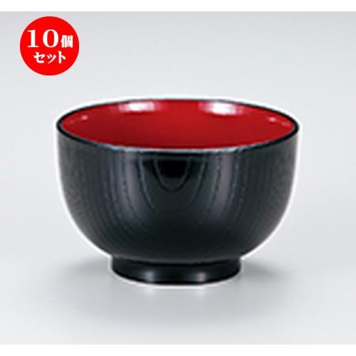 5個セット 和食器 / 木目入丼 黒内朱 寸法:φ137 x h 85mm