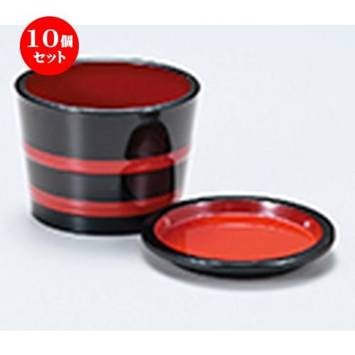 5個セット 和食器 / 桶型つゆ入れ 黒朱帯内朱（薬味皿付） 寸法:φ95 x h 72mm
