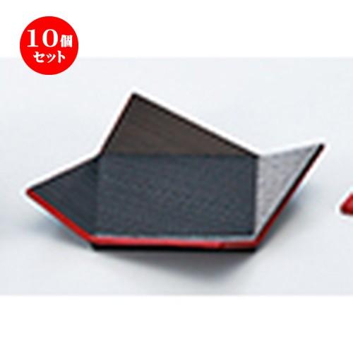 5個セット 和食器 / 千筋折皿 黒縁朱 寸法:112 x 112 x h 25mm