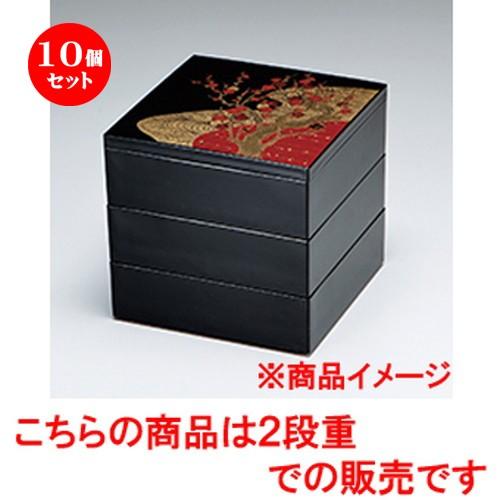 10個セット 和食器 / 6.5彩重 黒 光琳梅 2段 寸法:196 x 196 x h 125mm