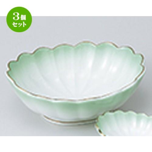 3個セット 刺身 和食器 / 金彩ヒワ吹き菊型向付 寸法：15.5 x 13 x 5.6cm