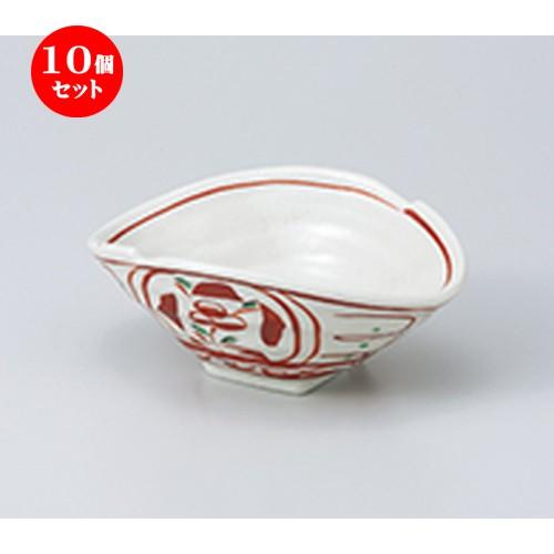 10個セット 中鉢 粉引赤絵間取り変形小鉢 ［ 14.8 x 11.4 x 6.5cm ］ | 中鉢 和食器 洋食器 おしゃれ 業務用