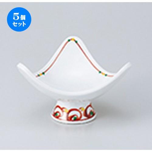 5個セット 小鉢 赤絵点つなぎ三角高台小鉢（小） ［ 9.5 x 9.5 x 6.5cm ］  | 小鉢 和食器 洋食器 おしゃれ 業務用