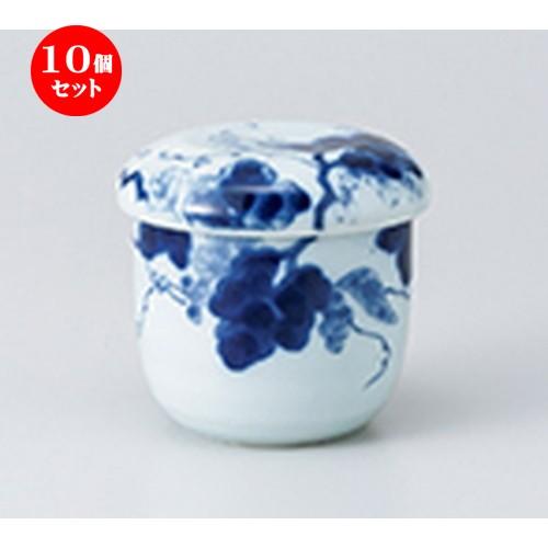 10個セット 蒸碗 藍染ぶどう むし碗 ［ 7.8 x 8cm ・ 210cc ］ 【 料亭 旅館 居酒屋 和食器 飲食店 業務用 】