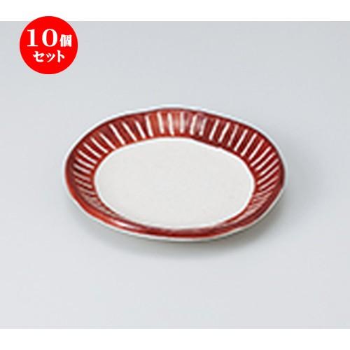 10個セット 和皿 渕彫十草 5.0取り皿 赤色 ［ 15.5 x 2.7cm ］ 【 料亭