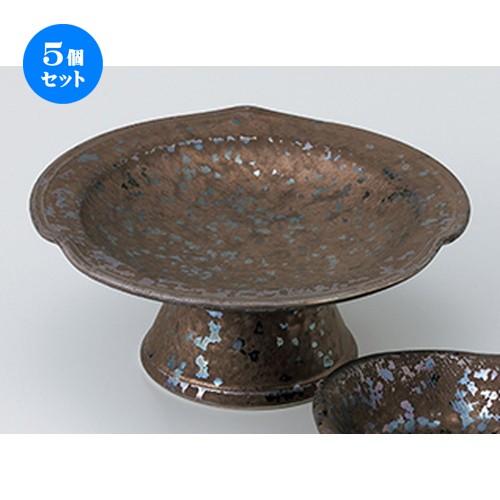 5個セット 刺身特選 金結晶三ツ押高台刺身皿 ［ 16.7 x 7.5cm ］ 【 料亭 旅館 和食器 飲食店 業務用 】