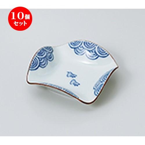 10個セット 小付 波千鳥四方波小皿 ［ 9 x 9 x 2.9cm ］ 【 料亭 旅館 和食器 飲食店 業務用 】