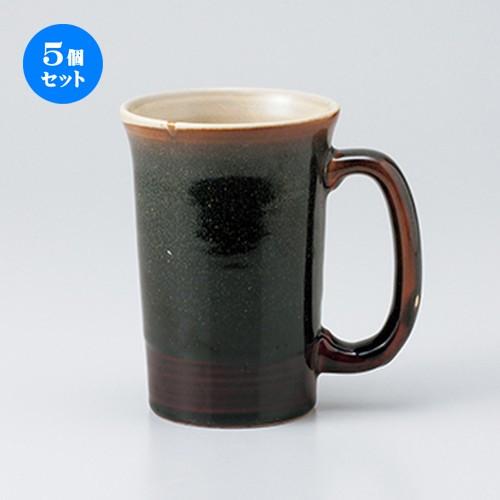 5個セットフリーカップ だみ茶ビアジョッキ− ［ 9.3 x 13.2cm ・ 500cc ］ 【 料亭 旅館 居酒屋 和食器 飲食店 業務用 】