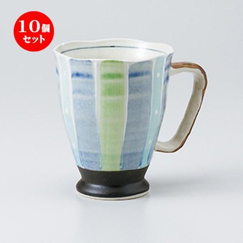 10個セットフリーカップ 軽々柚子水玉トクサジョッキー青 ［ 9.8 x 12cm ・ 420cc ］ 【 料亭 旅館 居酒屋 和食器 飲食店 業務用 】