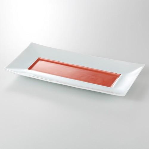 ☆ 焼物皿 ☆ 鮭赤 長角皿 [ 33.1 x 16.5 x 3.2cm 790g ] 【 料亭 旅館 和食器 飲食店 業務用 】